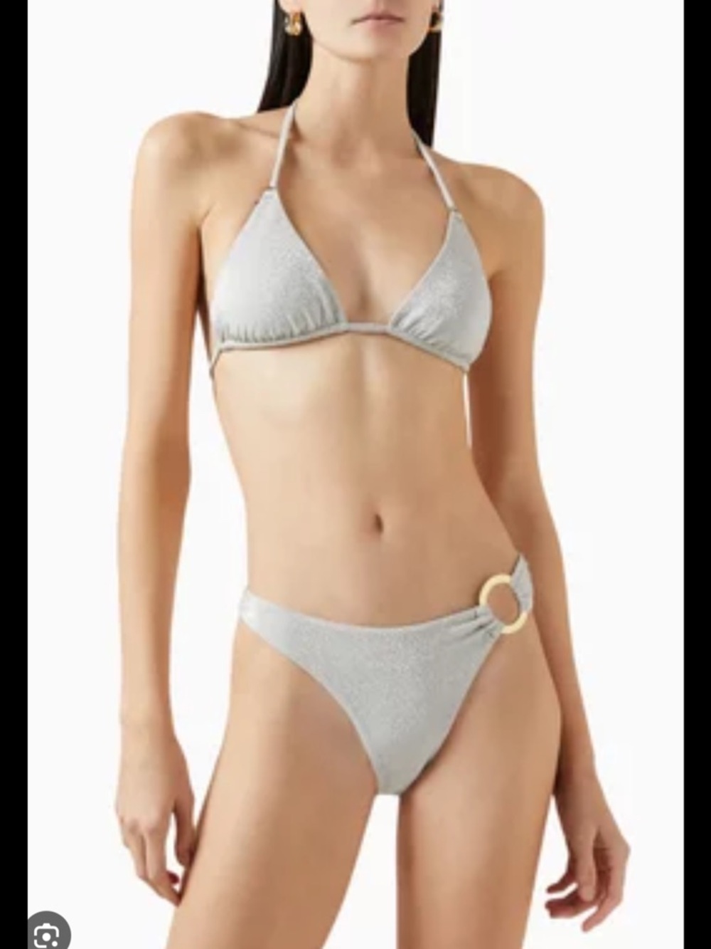 Monday swimwear SET hanalei silver shimmer top; le marais bottom size L